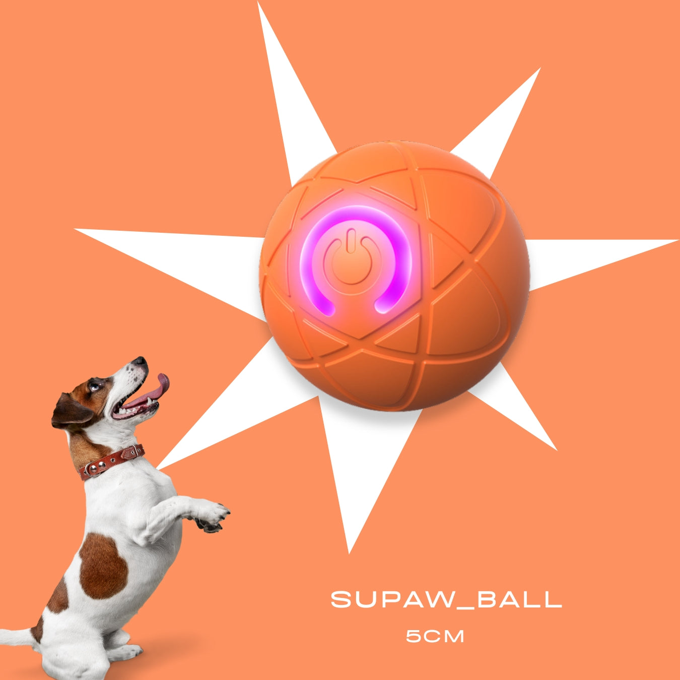 Bounceable, glow-in-the-dark Supaw Ball, perfect for high-energy fetch sessions