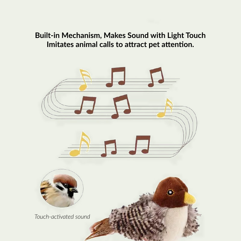 PawActive toy combining natural feathers and simulated sounds for a realistic prey experience, ideal for curious cats