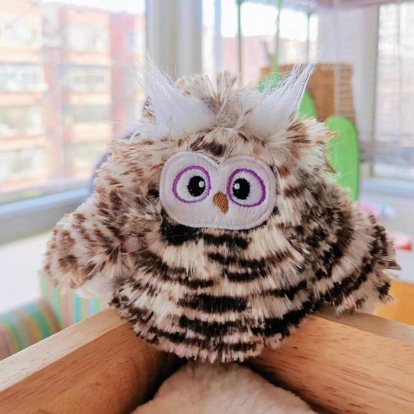 PawActive owl toy with soft, durable, and feather-like material, perfect for cats' entertainment