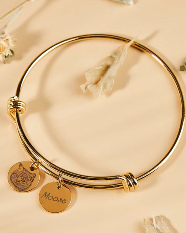 Still With Me portrait bracelet in gold tone with custom pet charm
