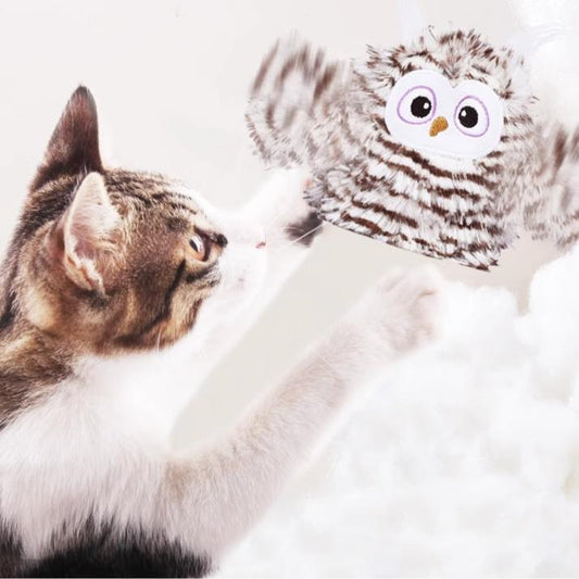 Durable and non-shedding feather-like material of the PawActive interactive owl toy