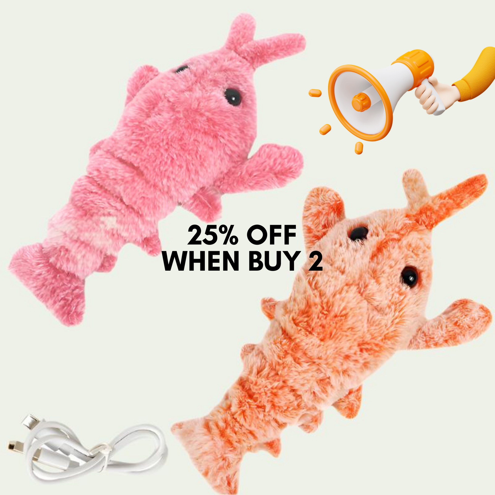 PawActive Wiggling Lobster toy with tap-to-activate tail offering three modes of wiggling action