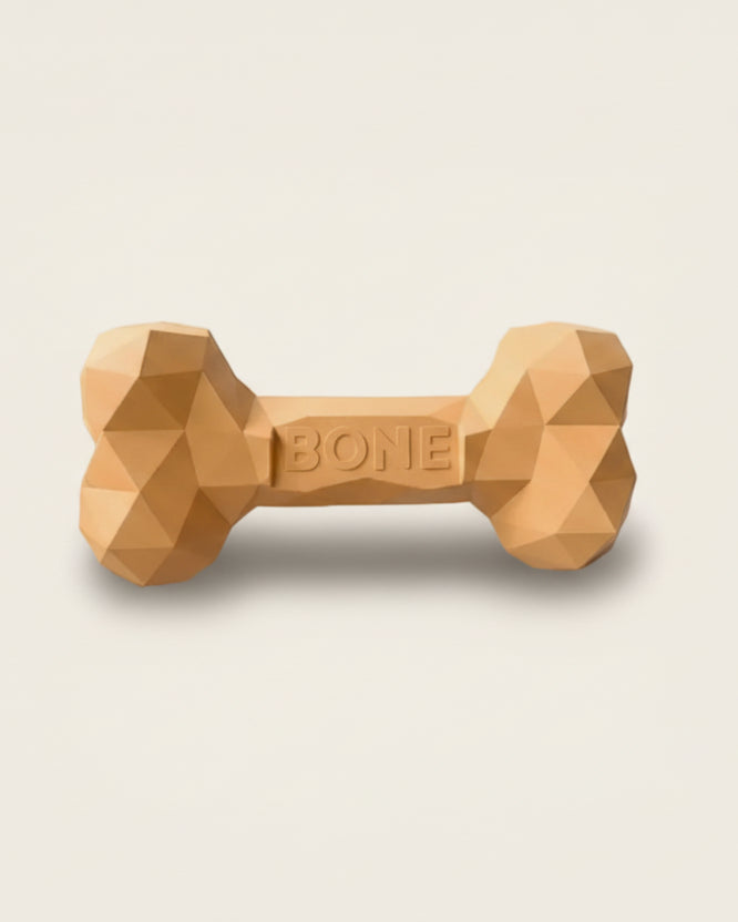 ChewFlex Diamond Bone dog chew toy in tan color, textured surface design