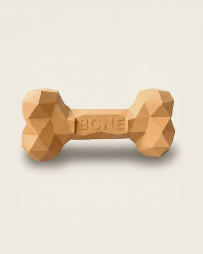 ChewFlex Diamond Bone dog chew toy in tan color, textured surface design