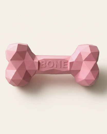 ChewFlex Diamond Bone dog chew toy in pink color, textured surface design