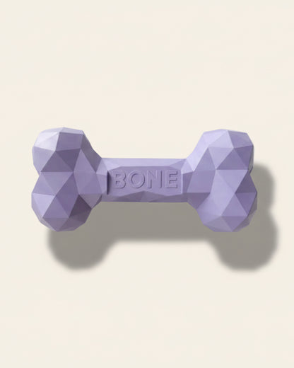 ChewFlex Diamond Bone dog chew toy in purple color, textured surface design