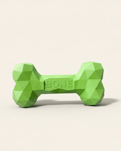 ChewFlex Diamond Bone dog chew toy in green color, textured surface design