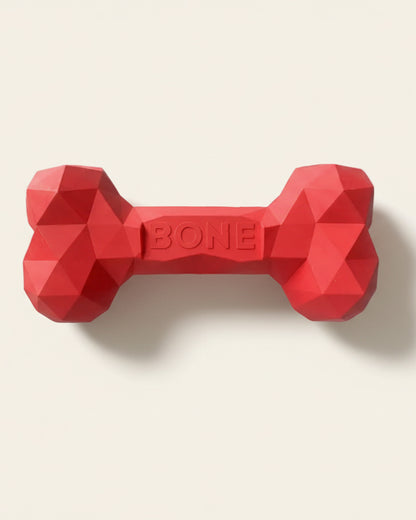ChewFlex Diamond Bone dog chew toy in red color, textured surface design