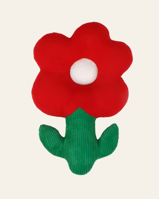 SoftPals Garden Buddy plush squeaky dog toy red flower design, product photo