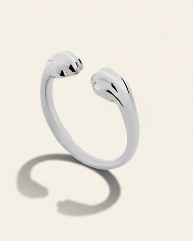 Still With Me pawprint ring product view showing adjustable open ring design