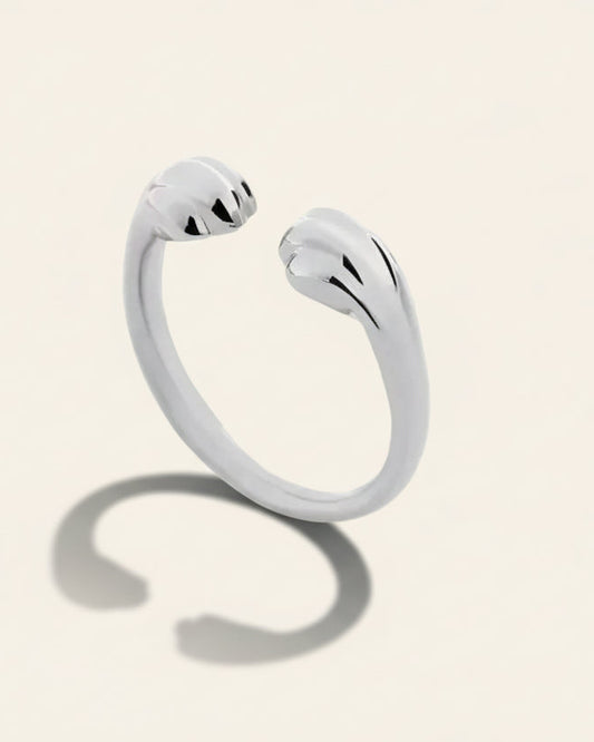 Still With Me pawprint ring product view showing adjustable open ring design