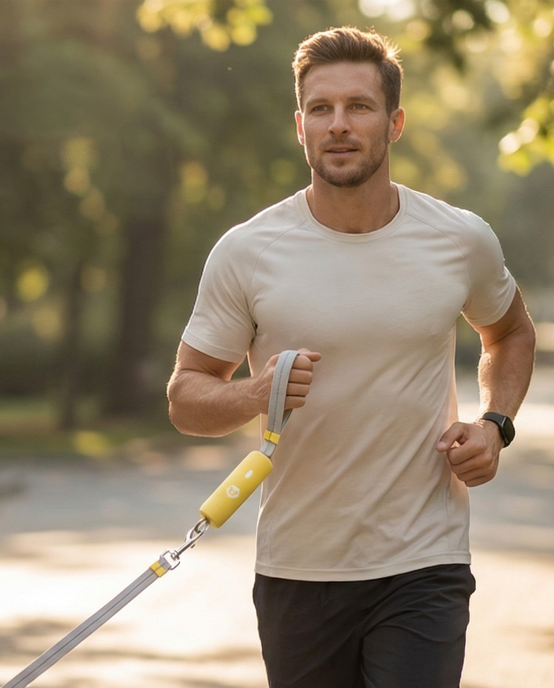 UrbanStride QuickLock Stretch Leash used for active walking and running with a dog