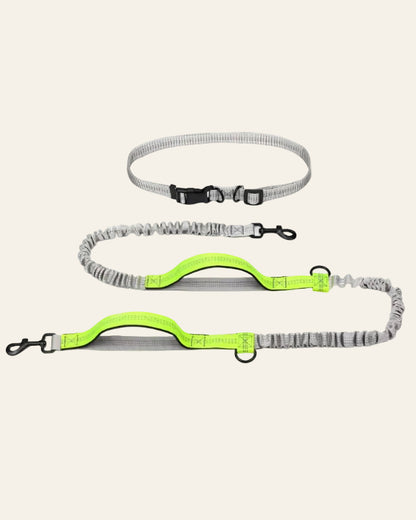 UrbanStride Reflective Run Belt hands-free dog running leash in neon green, product view