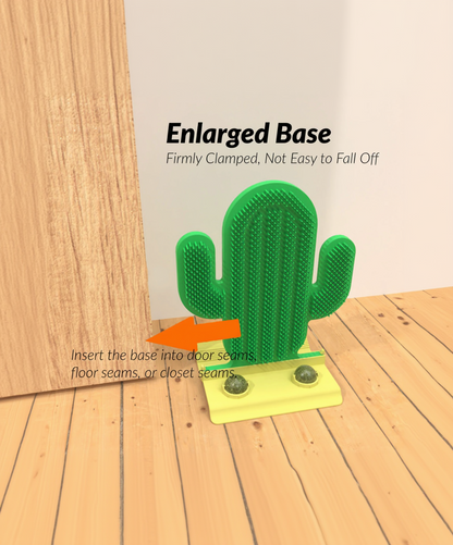 WhiskerBloom Cactus Oasis enlarged base design for stability during cat grooming play